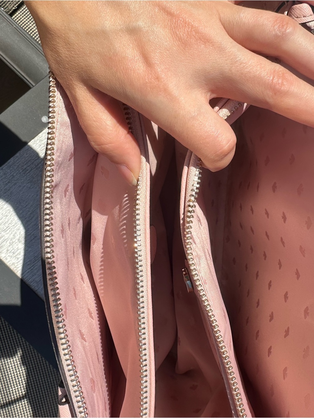 Kate Spade New York Large Saffiano Leather Zip Top Tote Bag Blush Pink - Picture 4 of 9